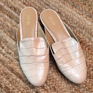 Michael Kors Cream Croc-Patterned Mules